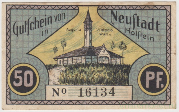 Бона. Нотгельд. Германия. Город Нойштадт (земля Хольштайн). 50 пфеннигов 1921 год. Вариант 963.2.а.1.