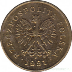 Монета. Польша. 1 грош 1991 год.