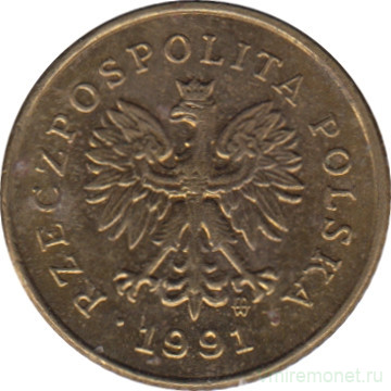 Монета. Польша. 1 грош 1991 год.