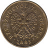Монета. Польша. 1 грош 1991 год. ав.