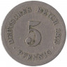 Монета. Германская империя. 5 пфеннигов 1875 год. (J). 