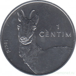 Монета. Андорра. 1 сантим 2002 год. Пиренейская серна.