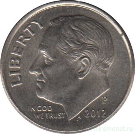 Монета. США. 10 центов 2012 год. Монетный двор P.