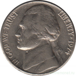 Монета. США. 5 центов 1974 год. 