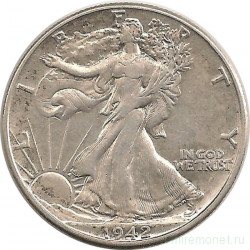 Монета. США. 50 центов 1942 год. Шагающая свобода.