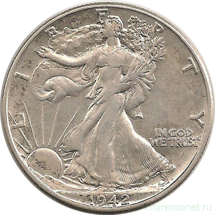 Монета. США. 50 центов 1942 год. Шагающая свобода.