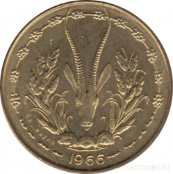 Монета. Западноафриканский экономический и валютный союз (ВСЕАО). 10 франков 1966 год.