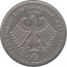 Монета. ФРГ. 2 марки 1980 год. Конрад Аденауэр. Монетный двор - Карлсруэ (G). рев.