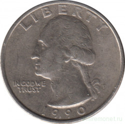 Монета. США. 25 центов 1990 год. Монетный двор P.