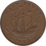 Монета. Великобритания. 1/2 пенни 1953 год. ав.