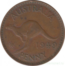 Монета. Австралия. 1 пенни 1949 год.