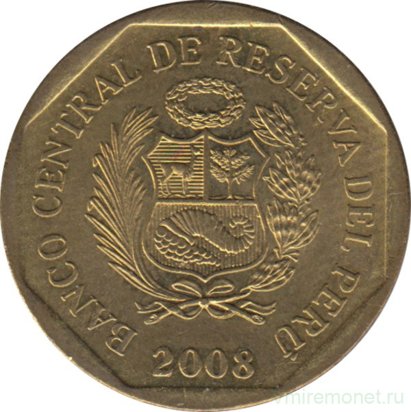 Монета. Перу. 20 сентимо 2008 год.