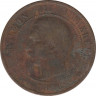 Монета. Франция. 10 сантимов 1856 год. МА. ав.