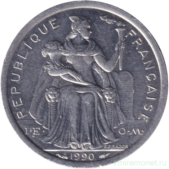 Монета. Новая Каледония. 1 франк 1990 год.