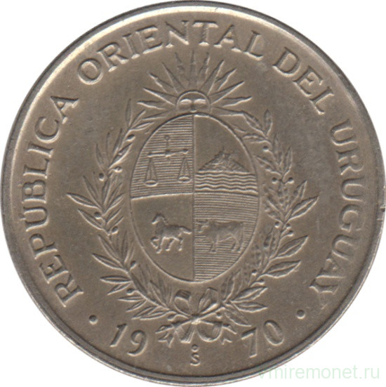 Монета. Уругвай. 20 песо 1970 год.