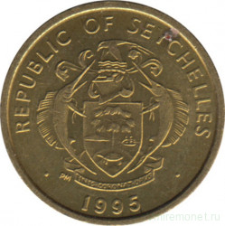 Монета. Сейшельские острова. 5 центов 1995 год.