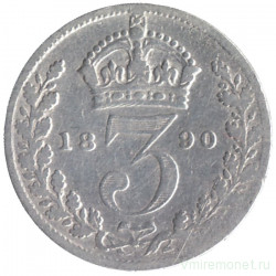 Монета. Великобритания. 3 пенса 1890 год.