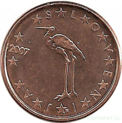 Монета. Словения. 1 цент 2007 год.