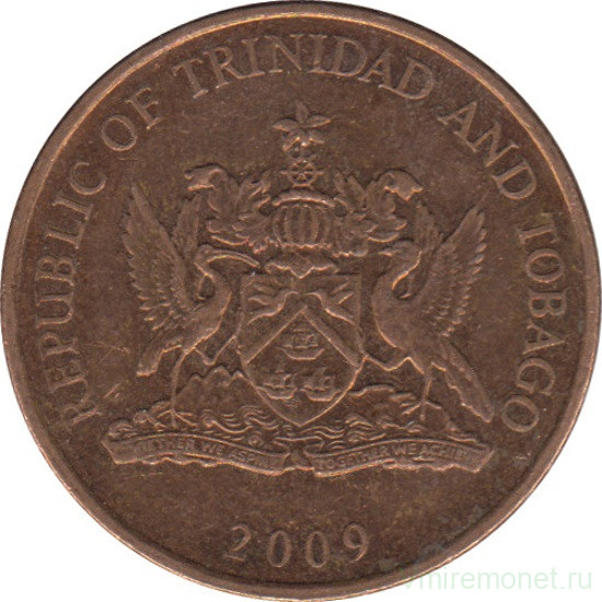 Монета. Тринидад и Тобаго. 5 центов 2009 год.
