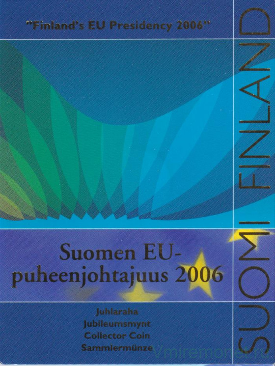 Монета. Финляндия. 5 евро 2006 год. Председательство Финляндии в ЕС. В буклете.