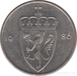 Монета. Норвегия. 50 эре 1986 год.