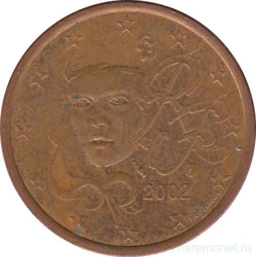 Монета. Франция. 5 центов 2002 год.