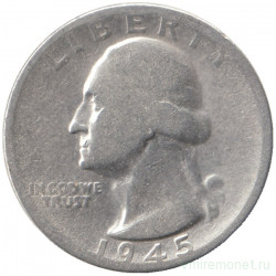 Монета. США. 25 центов 1945 год. Монетный двор S.