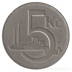 Монета. Чехословакия. 5 крон 1938 год.
