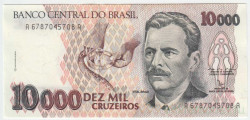 Банкнота. Бразилия. 10000 крузейро 1991-1993 год. Тип 233b.