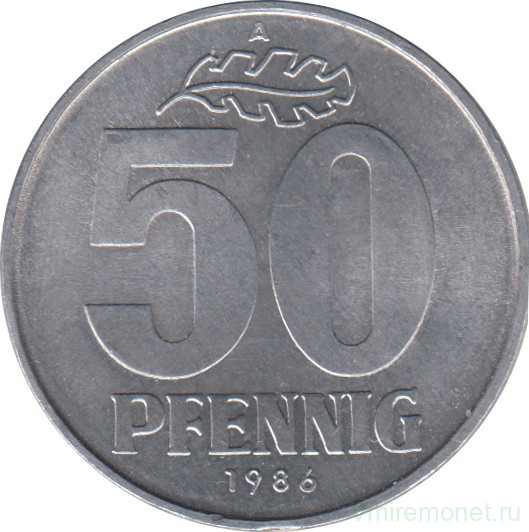 Монета. ГДР. 50 пфеннигов 1986 год.