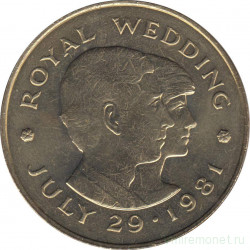 Монета. Великобритания. Джерси. 2 фунта 1981 год. Свадьба Принца Чарльза и Леди Дианы.