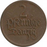 Монета. Польша. Данциг. 2 пфеннига 1926 год. ав.