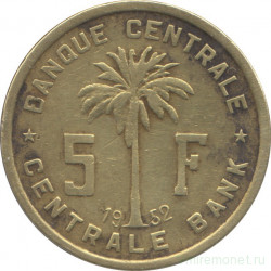 Монета. Бельгийское Конго (Руанда-Урунди). 5 франков 1952 год.