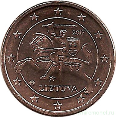 Монета. Литва. 1 цент 2017 год.