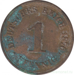 Монета. Германия (Германская империя 1871-1922). 1 пфенниг 1876 год. (А).