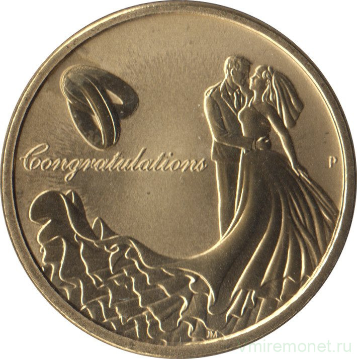 Монета. Австралия. 1 доллар 2015 год. Свадьба. В конверте.