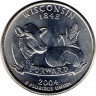 Монета. США. 25 центов 2004 год. Штат № 30 Висконсин.