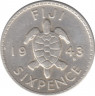 Монета. Фиджи. 6 пенсов 1943 год. ав.
