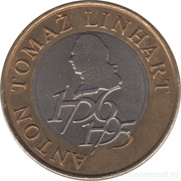 Монета. Словения. 500 толаров 2006 год. 250 лет со дня рождения Антона Томажа Линхарта.