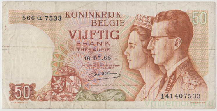 Банкнота. Бельгия. 50 франков 1966 год. Тип 139 (1).