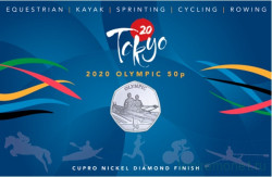 Монета. Гибралтар. Набор 5 штук. 50 пенсов 2021 год. XXXII летние Олимпийские игры, Токио 2020. В блистерах.