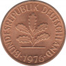 Монета. ФРГ. 2 пфеннига 1976 год. Монетный двор - Гамбург (J). ав.