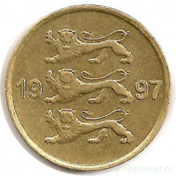 Монета. Эстония. 10 сентов 1997 год.