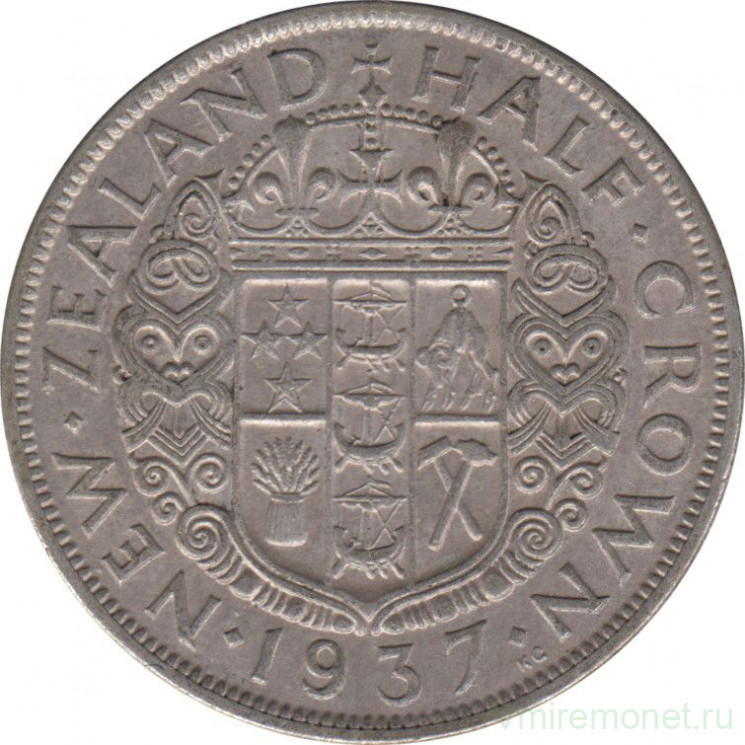 Монета. Новая Зеландия. 1/2 кроны 1937 год.
