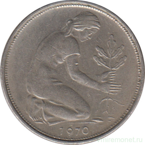 Монета. ФРГ. 50 пфеннигов 1970 год. Монетный двор - Мюнхен (D).