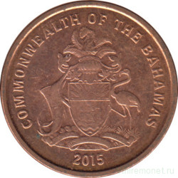 Монета. Багамские острова. 1 цент 2015 год. Магнитная.