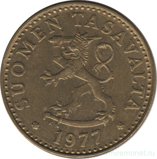 Монета. Финляндия. 20 пенни 1977 год.