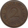 Монета. Маврикий. 2 цента 1957 год. ав.