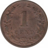 Монета. Нидерланды. 1 цент 1878 год. рев.
