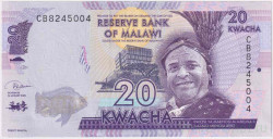 Банкнота. Малави. 20 квачей 2020 год.